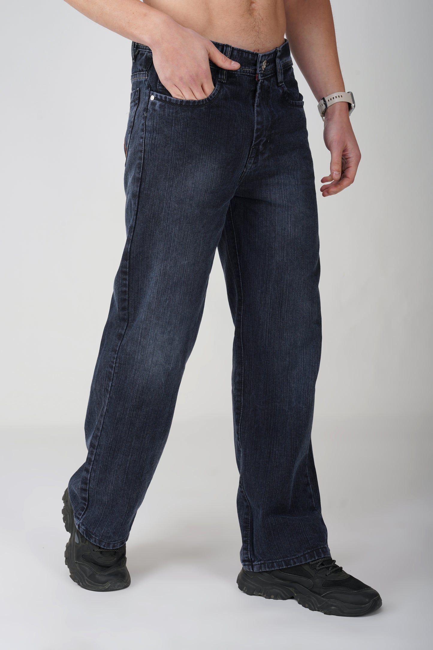 Smoky Black Distressed Baggy Jeans