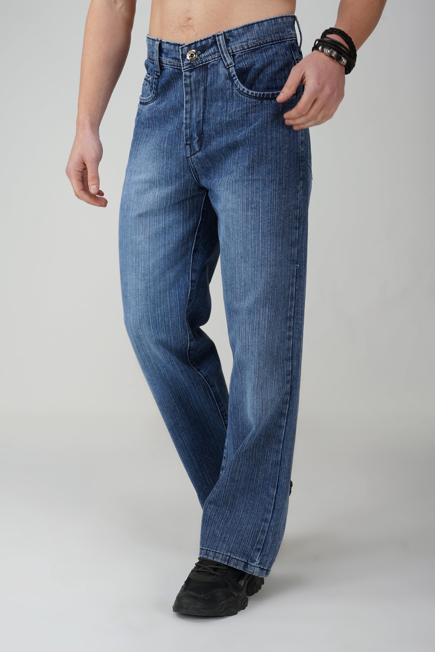 Pull On Ice Blue Baggy Fit Jeans