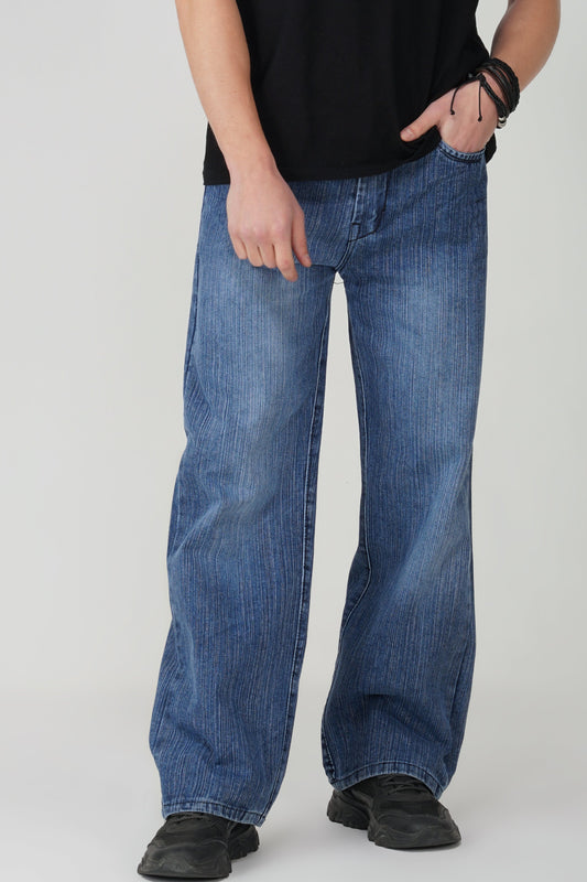 Pull On Ice Blue Baggy Fit Jeans