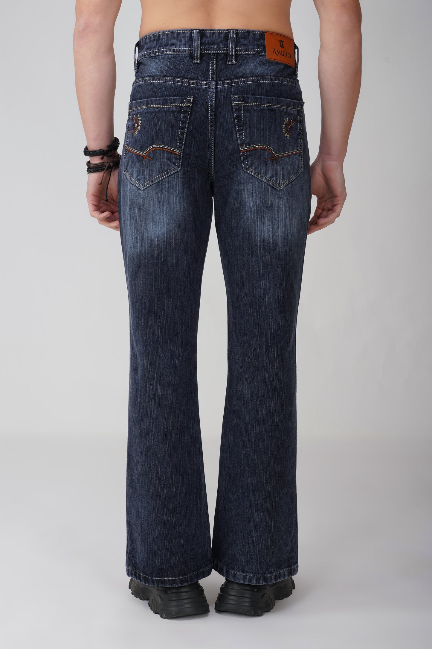 Smoky Black Distressed Bootcut Jeans