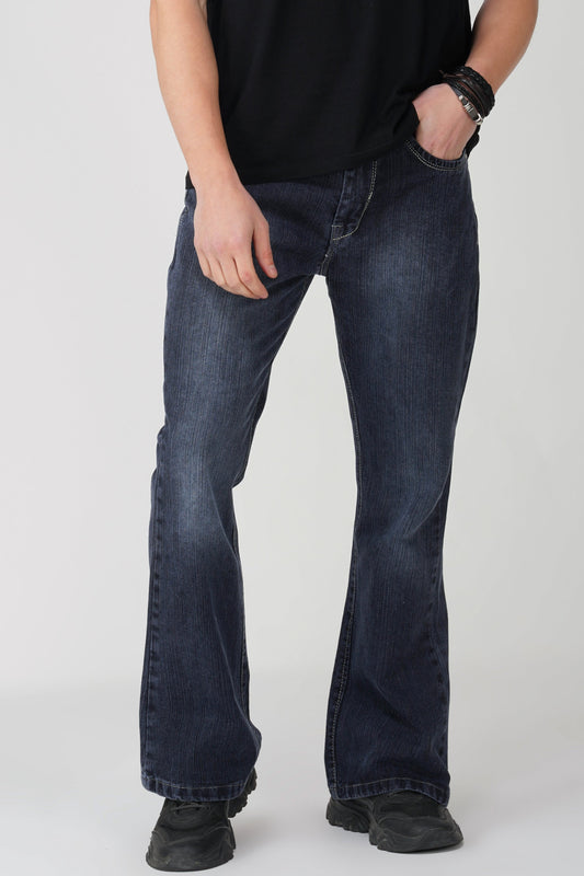 Smoky Black Distressed Bootcut Jeans