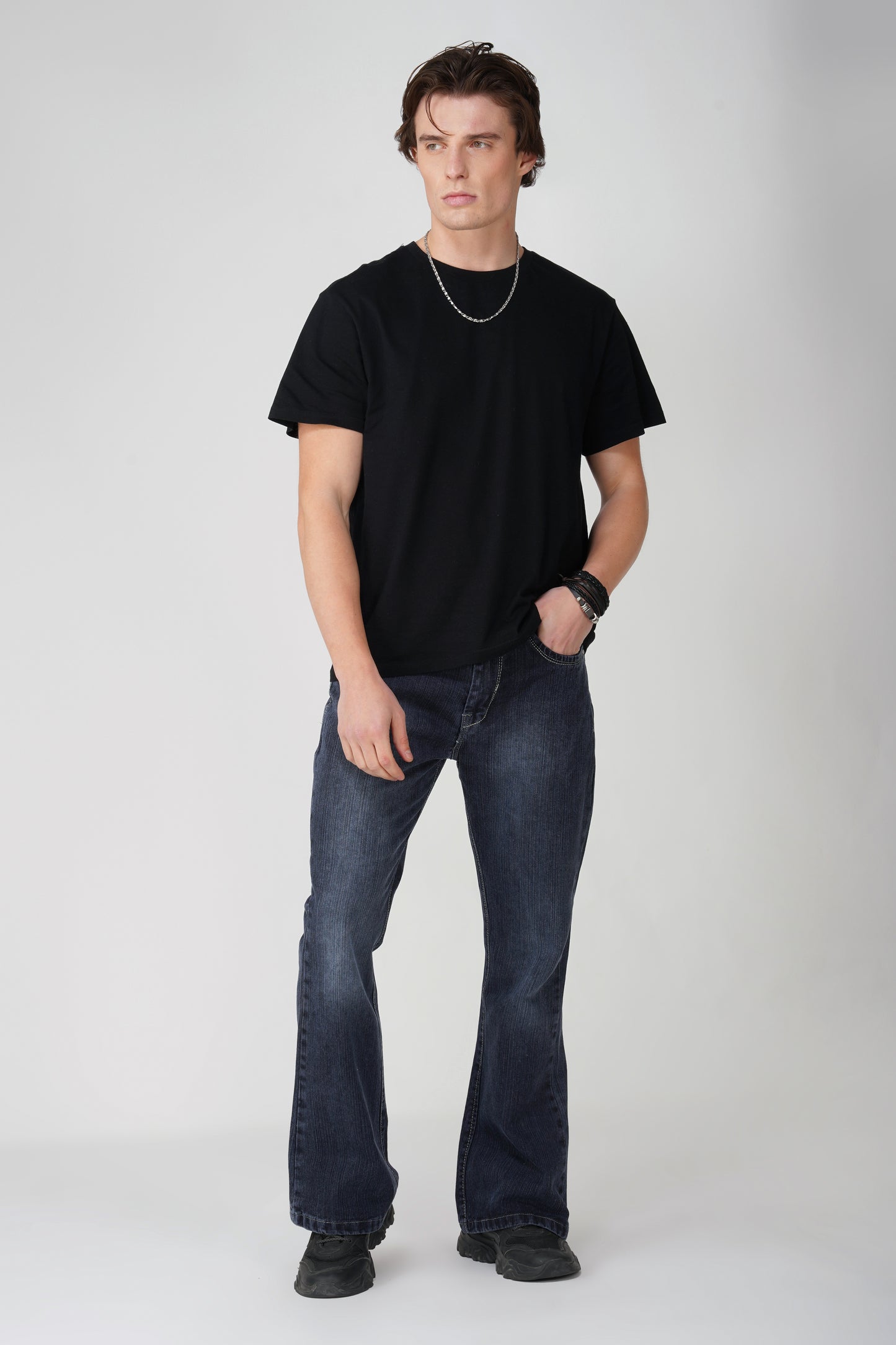 Smoky Black Distressed Bootcut Jeans