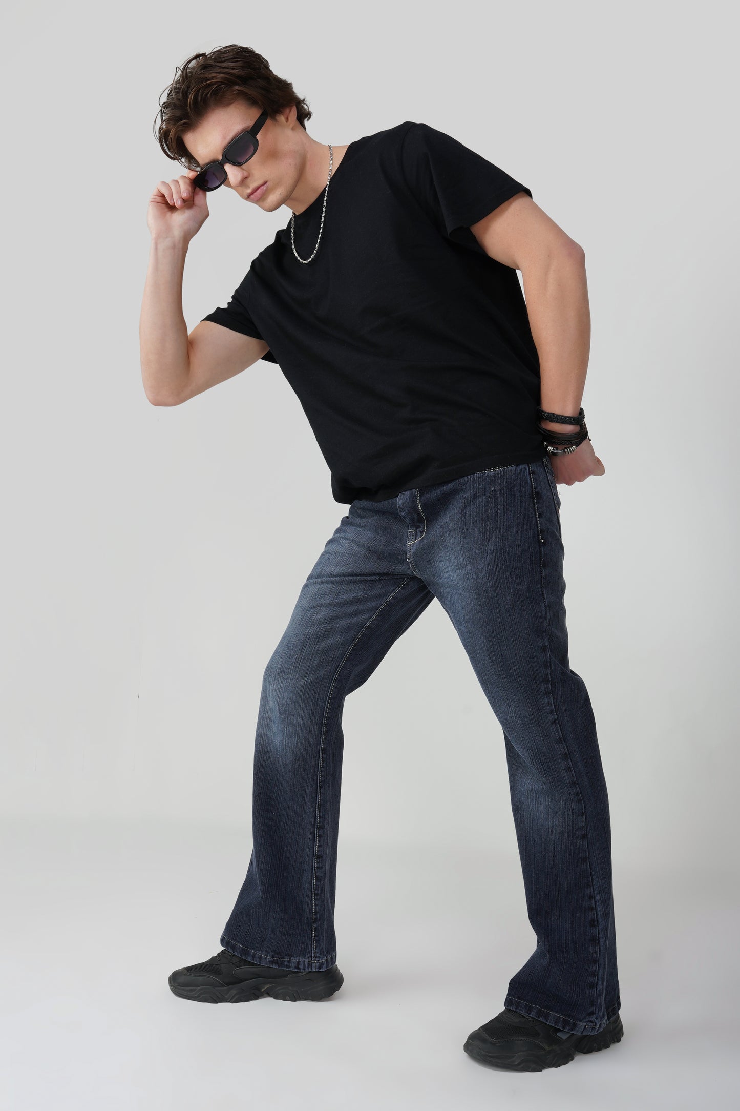 Smoky Black Distressed Bootcut Jeans