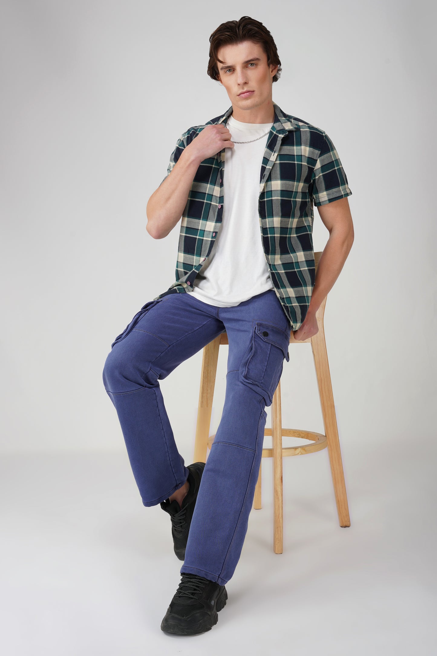 Serene Sky Blue Denim Cargo