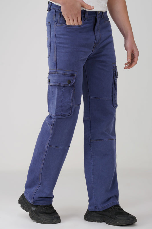 Serene Sky Blue Denim Cargo