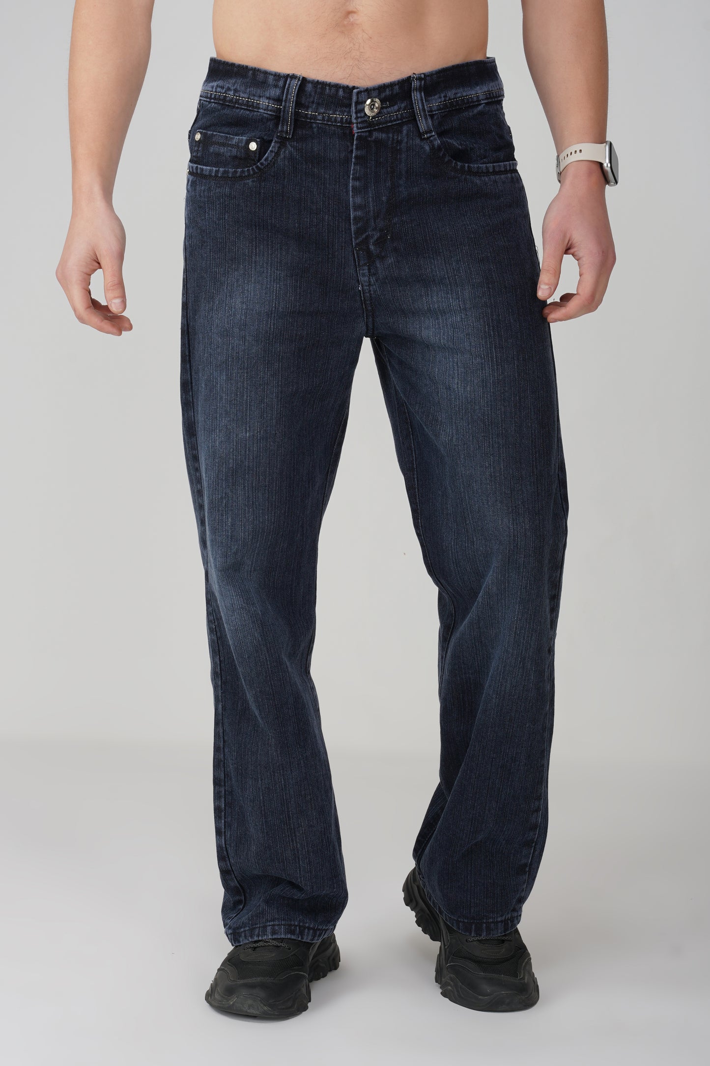 Smoky Black Distressed Baggy Jeans