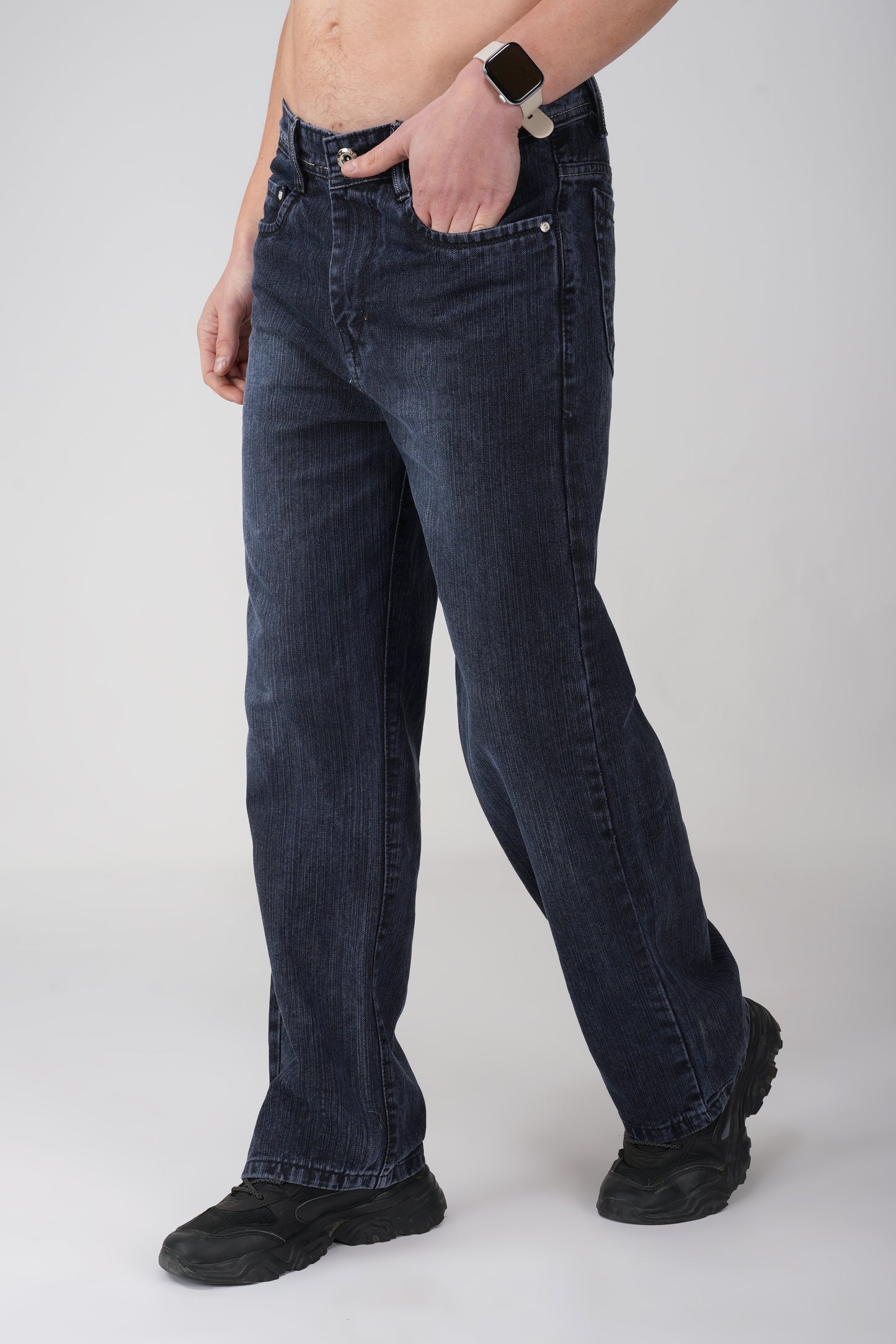 Smoky Black Distressed Baggy Jeans