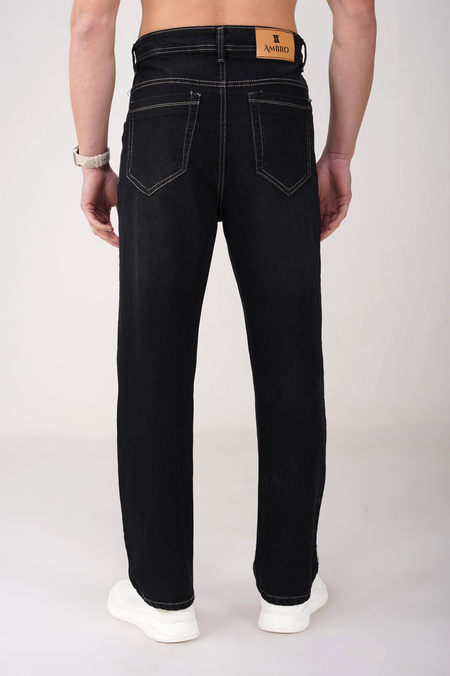 Black Plain Baggy Fit Jeans