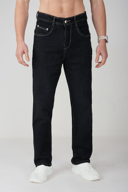 Black Plain Baggy Fit Jeans