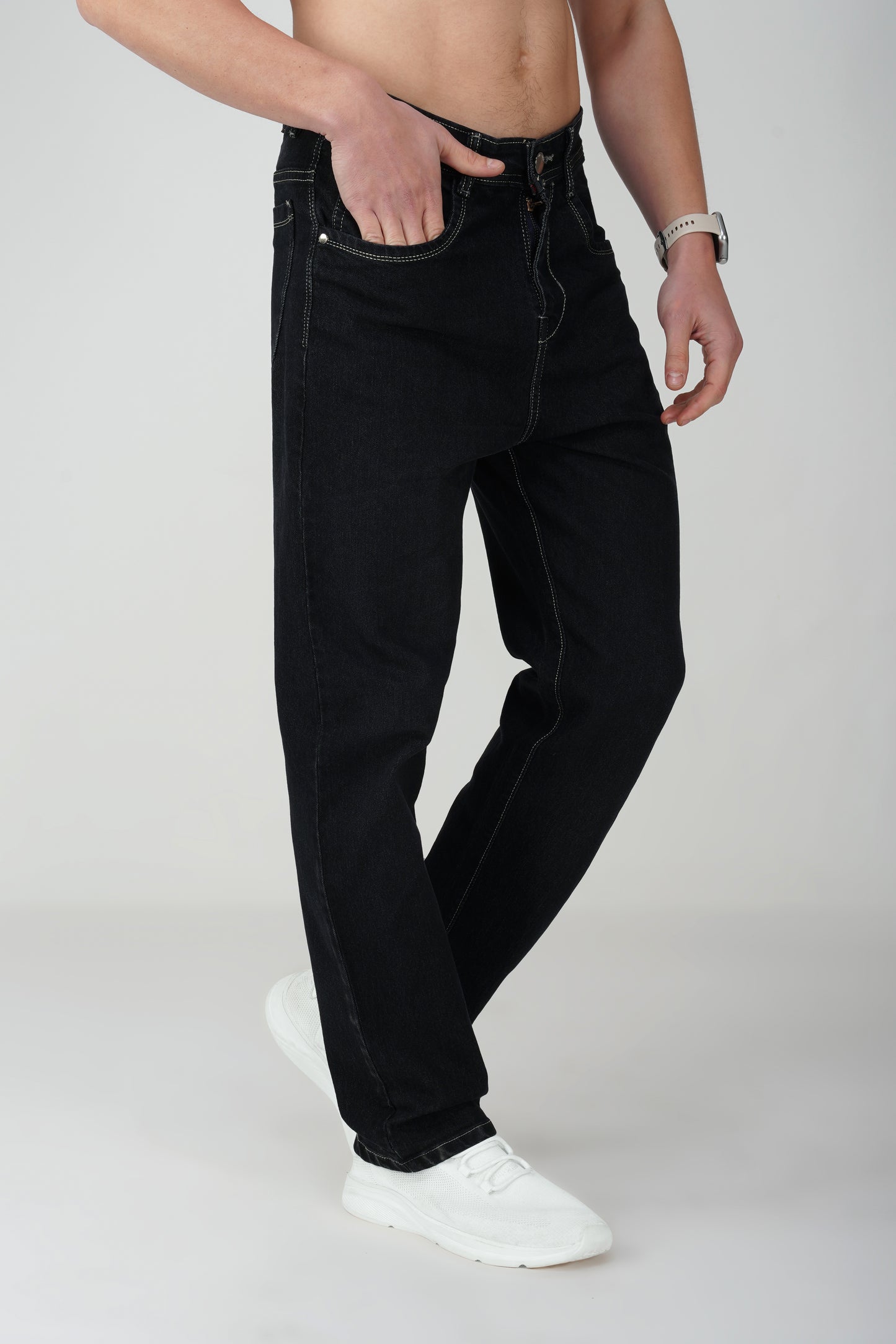 Black Plain Baggy Fit Jeans